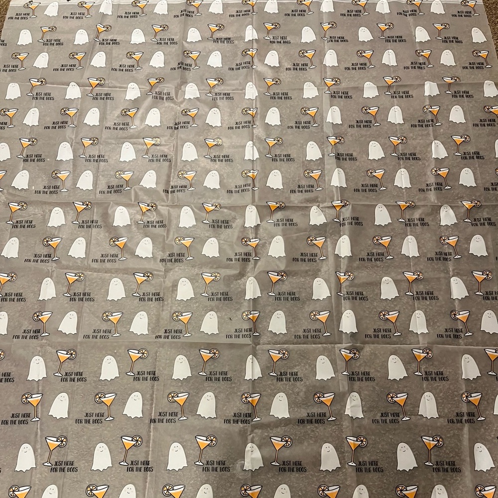 Gray Ghost and Pumpkin Patterned shower curtain Size: 72in X 72in